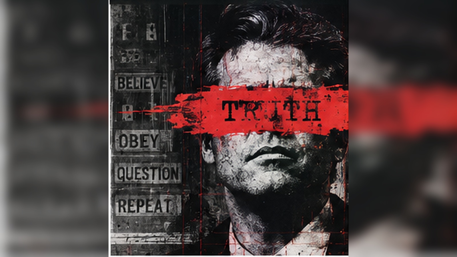 Photorealistic editorial interpretation of a fractured face and classified imagery representing the new conflict in The Department of Truth #39.